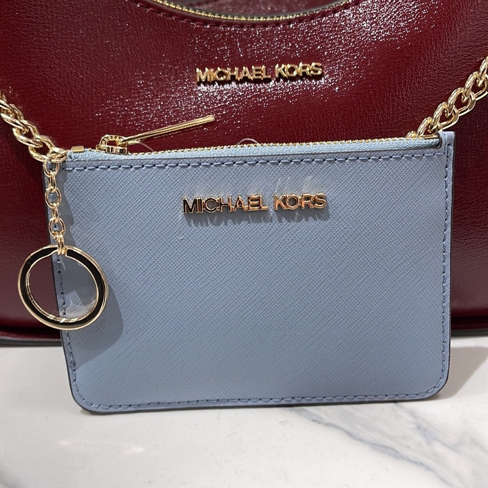 MICHAEL KORS SMALL TOP ZIP COINPOUCH WITH ID CARD CASE WALLET 
PALE BLUE
NWT